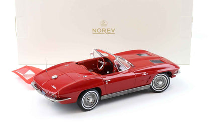 Norev 1963 Chevy Corvette C2 Stingray Cabriolet (Convertible) Riverside Red 1:18 *Defect* Cartsfy Inc.