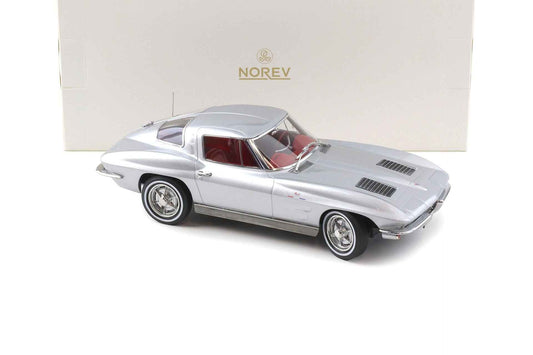 Norev 1963 Chevy Corvette C2 Stingray Sebring Silver 1:18 Cartsfy Inc.