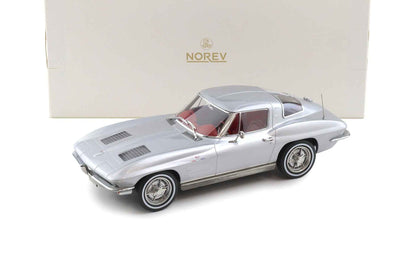 Norev 1963 Chevy Corvette C2 Stingray Sebring Silver 1:18 Cartsfy Inc.