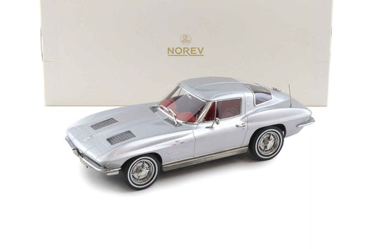 Norev 1963 Chevy Corvette C2 Stingray Sebring Silver 1:18 Cartsfy Inc.