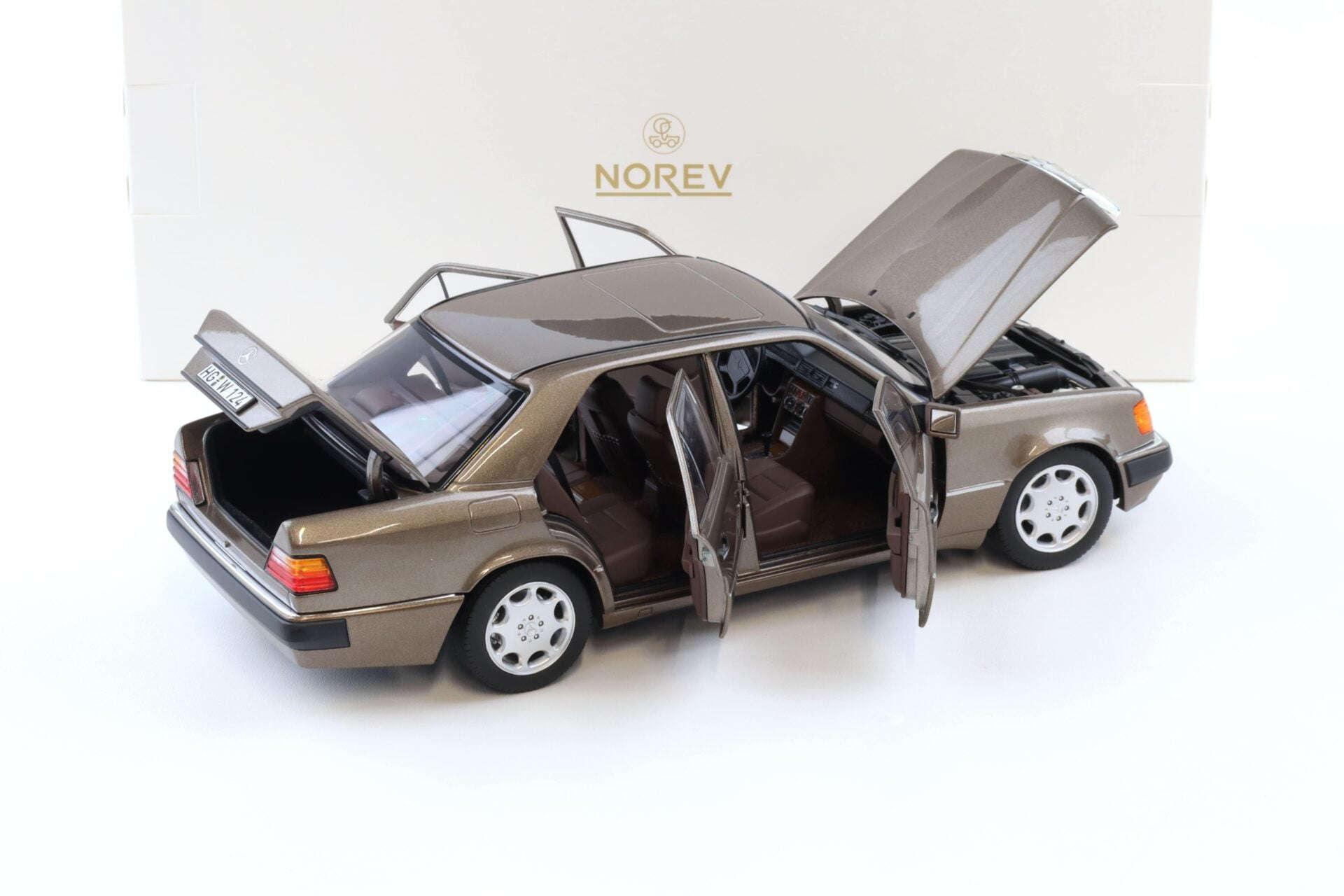 Norev 1990 Mercedes-Benz E Class 500E (W124) Impala Brown Metallic 1:18 Cartsfy Inc.