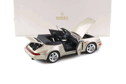 Norev 1992 Porsche 911 964 Carrera Turbo Look Cabriolet Zermatt Silver Metallic 1:18 Cartsfy Inc.