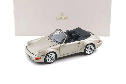 Norev 1992 Porsche 911 964 Carrera Turbo Look Cabriolet Zermatt Silver Metallic 1:18 Cartsfy Inc.