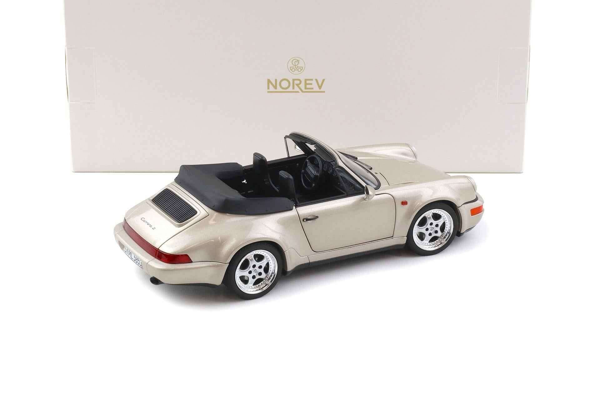 Norev 1992 Porsche 911 964 Carrera Turbo Look Cabriolet Zermatt Silver Metallic 1:18 STM Diecast Default Title Default Title-