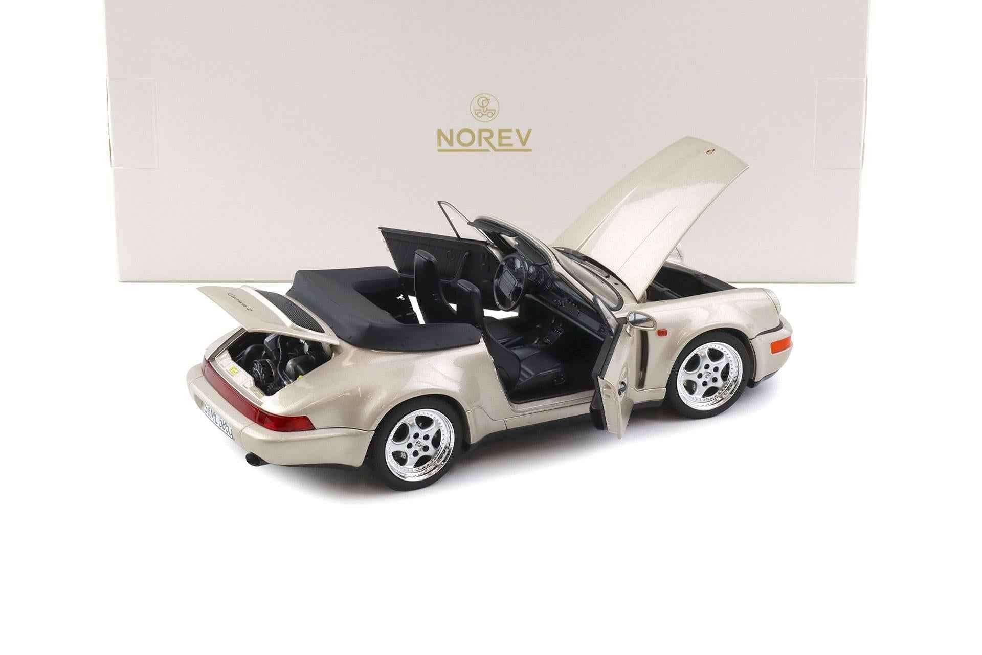 Norev 1992 Porsche 911 964 Carrera Turbo Look Cabriolet Zermatt Silver Metallic 1:18 STM Diecast Default Title Default Title-