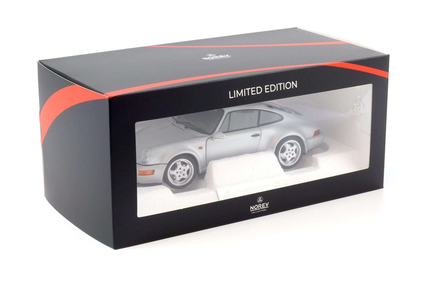 Limited edition model car box with silver Porsche 911 die-cast inside and display window