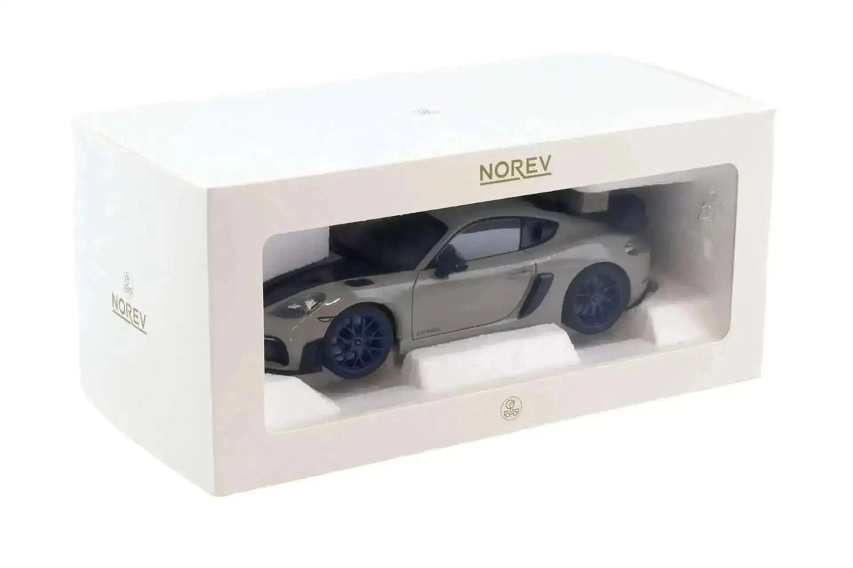 Norev 2023 Porsche 718 Cayman GT4 RS w/ Weissach Package Chalk w/ Blue Wheels 1:18 Cartsfy Inc.
