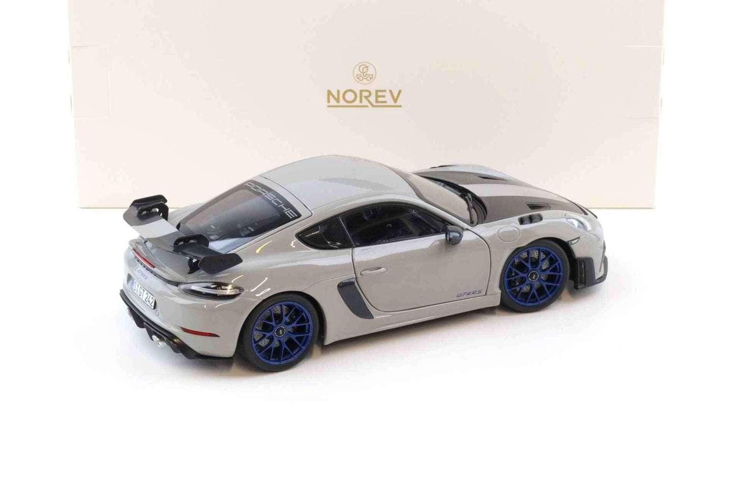 Norev 2023 Porsche 718 Cayman GT4 RS w/ Weissach Package Chalk w/ Blue Wheels 1:18 STM Diecast Default Title Default Title-