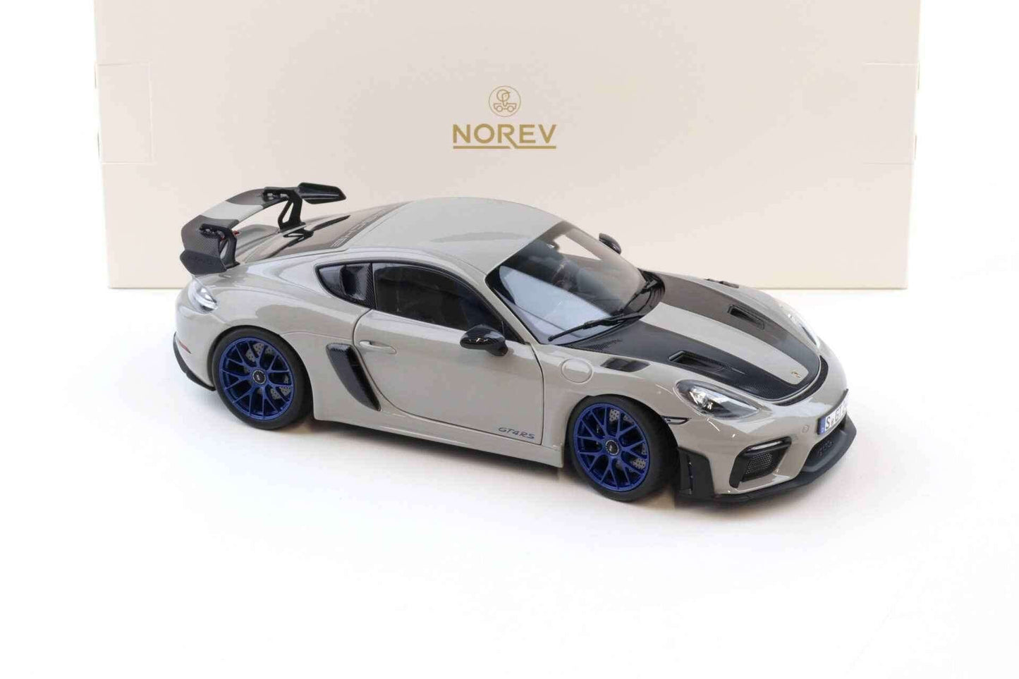 Norev 2023 Porsche 718 Cayman GT4 RS w/ Weissach Package Chalk w/ Blue Wheels 1:18 STM Diecast Default Title Default Title-