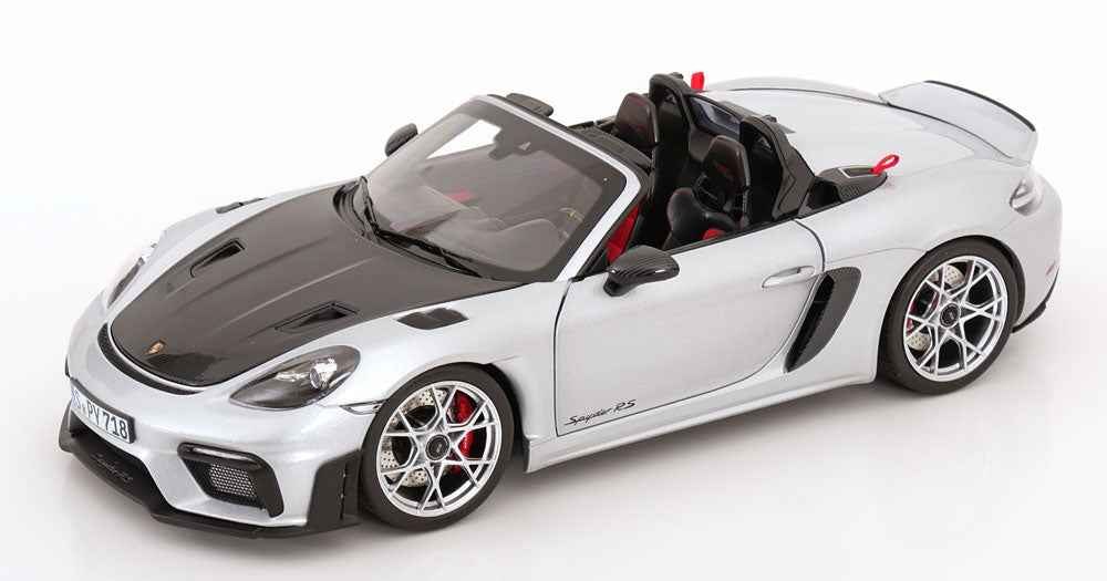 Norev 2023 Porsche 718 Spyder RS w/ Weissach Package GT Silver Metallic 1:18 Cartsfy Inc.