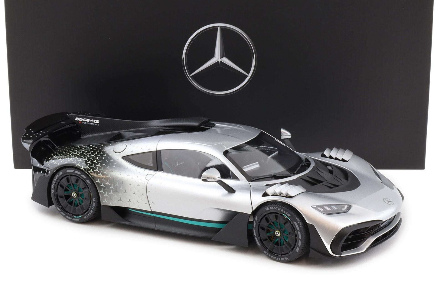 NZG 2023 Mercedes Benz One AMG (C298) Hightech Silver 1:12 DEALER EDITION Cartsfy Inc.