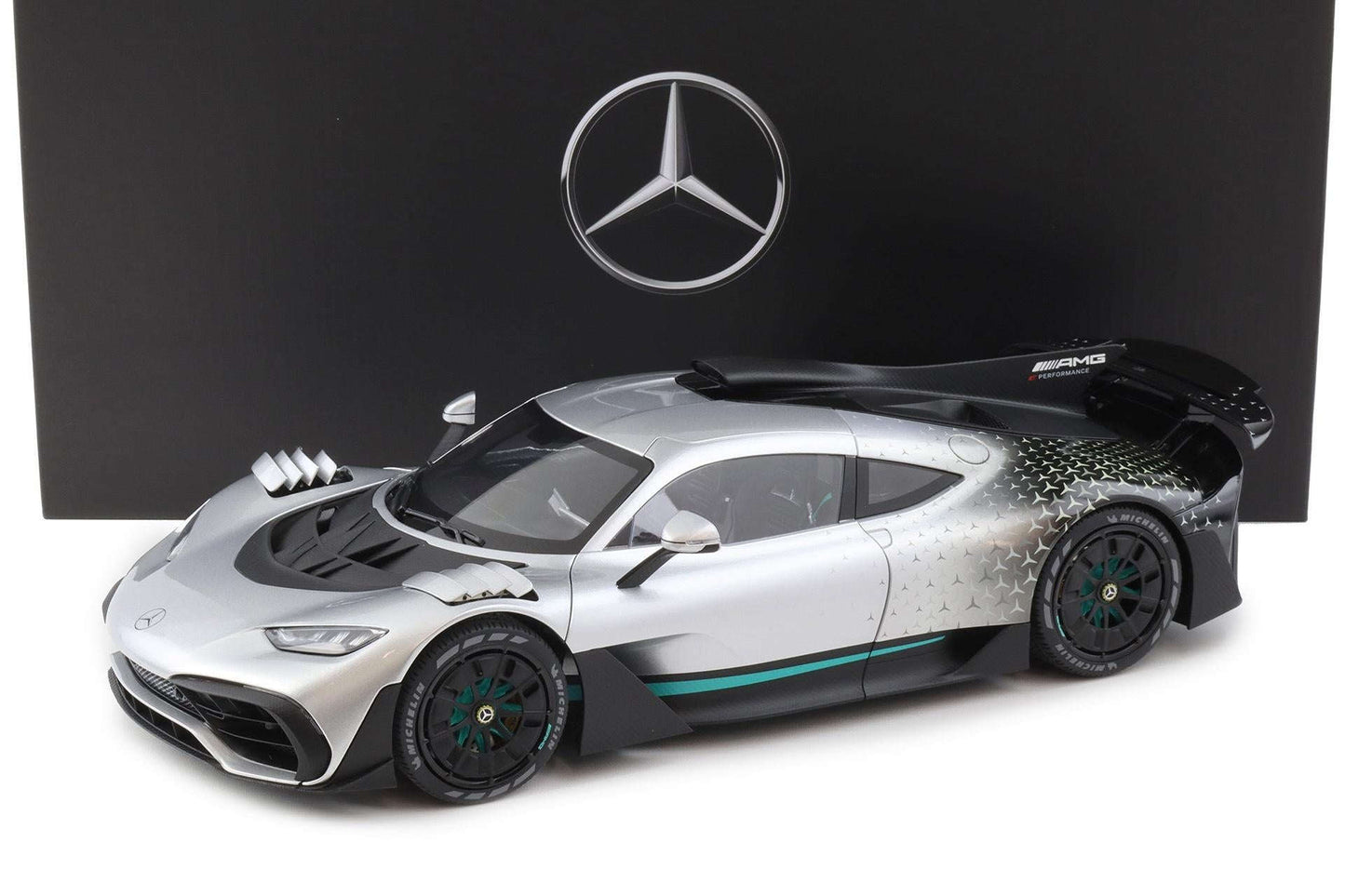 NZG 2023 Mercedes Benz One AMG (C298) Hightech Silver 1:12 DEALER EDITION Cartsfy Inc.