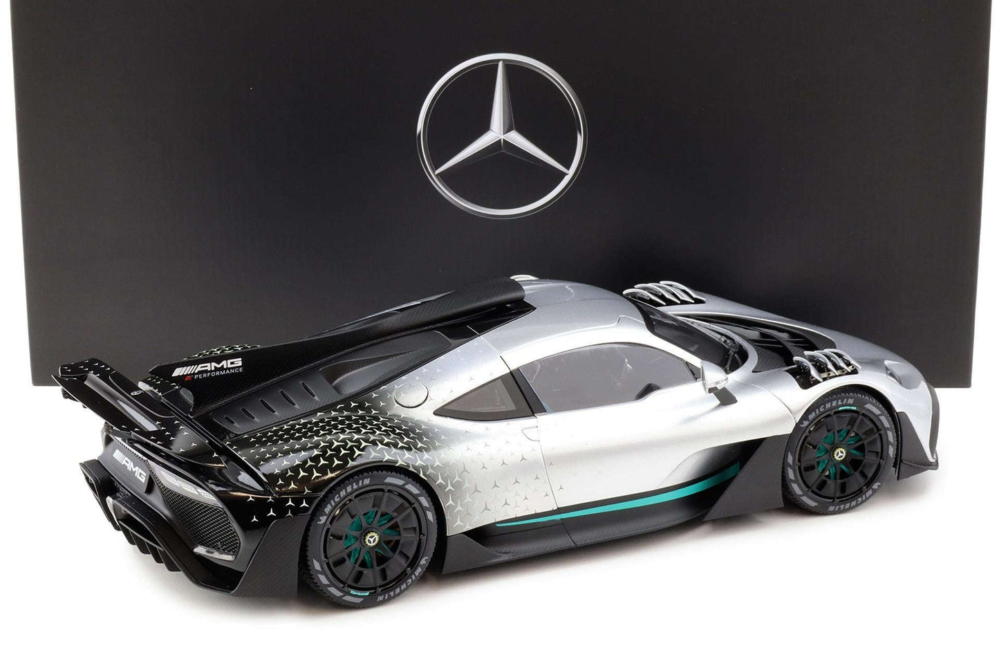 NZG 2023 Mercedes Benz One AMG (C298) Hightech Silver 1:12 DEALER EDITION Cartsfy Inc.