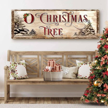 O Christmas Tree Sign Tailored Canvases 12x36 inch Medium Premium Gallery Wrapped 16x48 inch Large Premium Gallery Wrapped 20x60 inch Extra Large Premium Gallery Wrapped 12x36 inch Medium Premium Gallery Wrapped-16x48 inch Large Premium Gallery Wrapped-20x60 inch Extra Large Premium Gallery Wrapped-