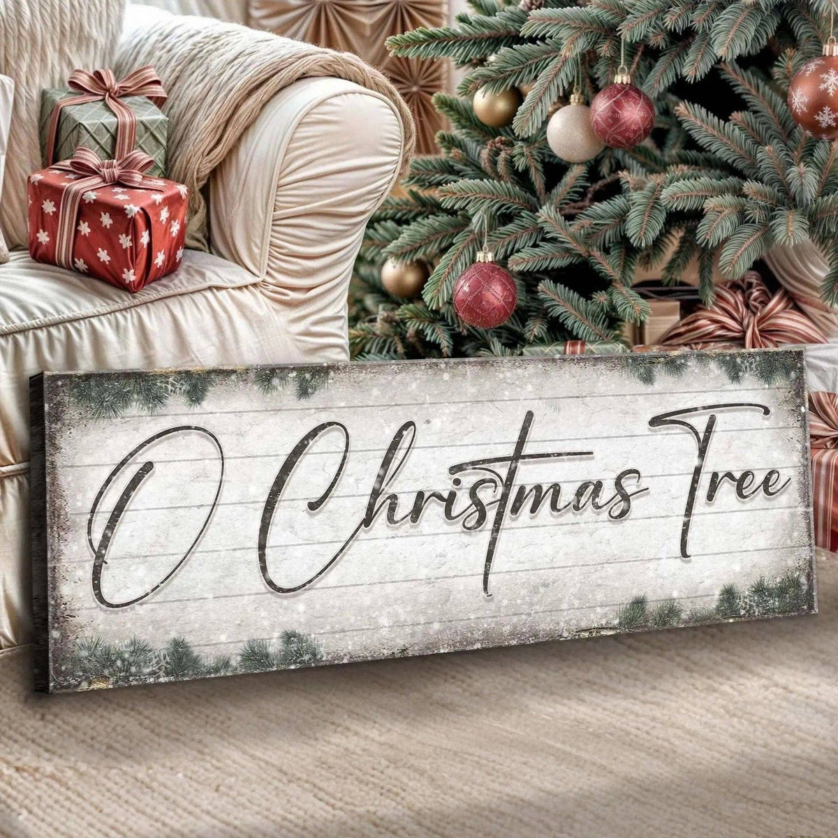 O Christmas Tree, Wood Christmas Sign Tailored Canvases 12x36 inch Medium Premium Gallery Wrapped 16x48 inch Large Premium Gallery Wrapped 20x60 inch Extra Large Premium Gallery Wrapped 12x36 inch Medium Premium Gallery Wrapped-16x48 inch Large Premium Gallery Wrapped-20x60 inch Extra Large Premium Gallery Wrapped-