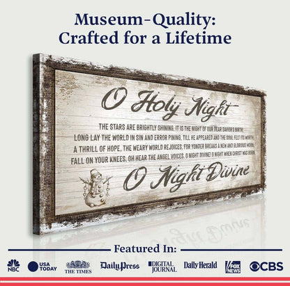 O Holy Night Christmas Sign Tailored Canvases 20x10 inch Medium Premium Gallery Wrapped 48x24 inch Large Premium Gallery Wrapped 60x30 inch Extra Large Premium Gallery Wrapped 20x10 inch Medium Premium Gallery Wrapped-48x24 inch Large Premium Gallery Wrapped-60x30 inch Extra Large Premium Gallery Wrapped-