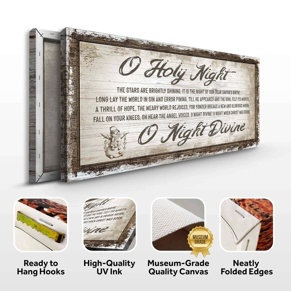 O Holy Night Christmas Sign Tailored Canvases 20x10 inch Medium Premium Gallery Wrapped 48x24 inch Large Premium Gallery Wrapped 60x30 inch Extra Large Premium Gallery Wrapped 20x10 inch Medium Premium Gallery Wrapped-48x24 inch Large Premium Gallery Wrapped-60x30 inch Extra Large Premium Gallery Wrapped-