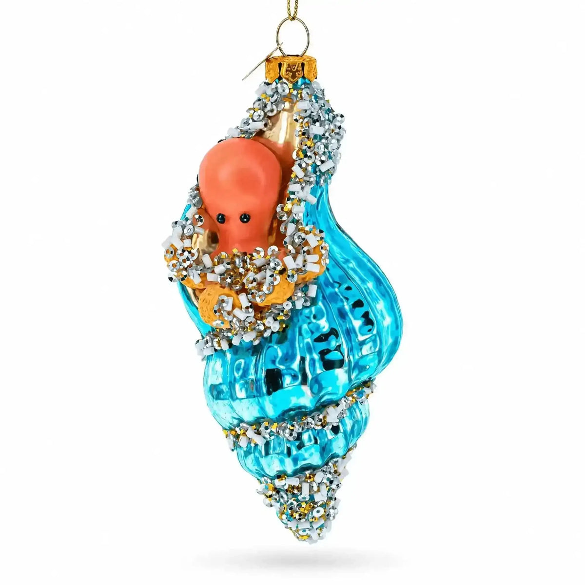 Octopus in Seashell Glass Christmas Ornament Cartsfy Inc.