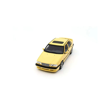 Cream yellow 1:18 Volvo 850 T5R station wagon model, top-front three-quarter view