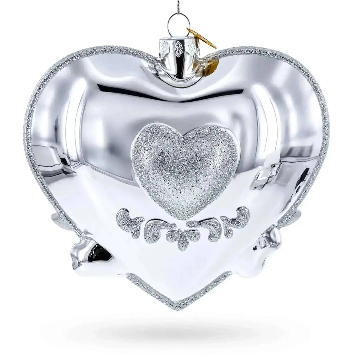 Our First Christmas Romantic Lovebirds Heart Glass Christmas Ornament Cartsfy Inc.