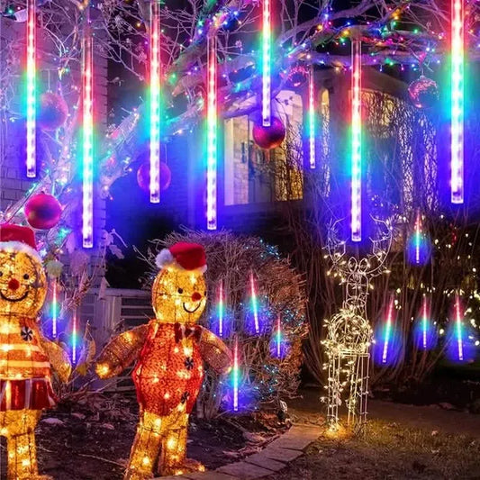 Outdoor Solar Meteor Christmas String Lights DailySale Warm White Multicolor Blue Warm White-Multicolor-Blue-White-