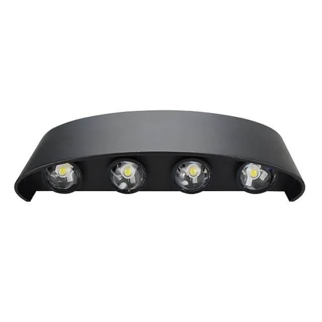 Black outdoor waterproof wall light with four LED heads