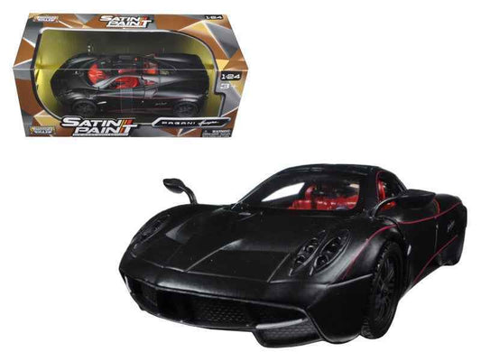 Pagani Huayra Matt Black with Red Interior 1/24 Diecast Model Car by Motormax Cartsfy Inc.