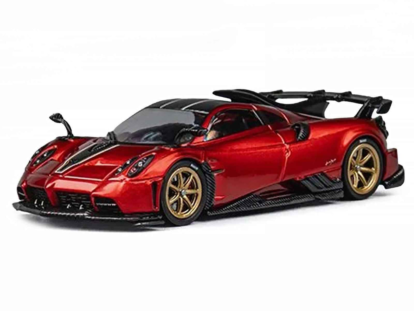 Pagani Imola Red Metallic with Carbon Top and Stripes with Extra Wheels 1/64 Diecast Model Car by CM Model Cartsfy Inc.