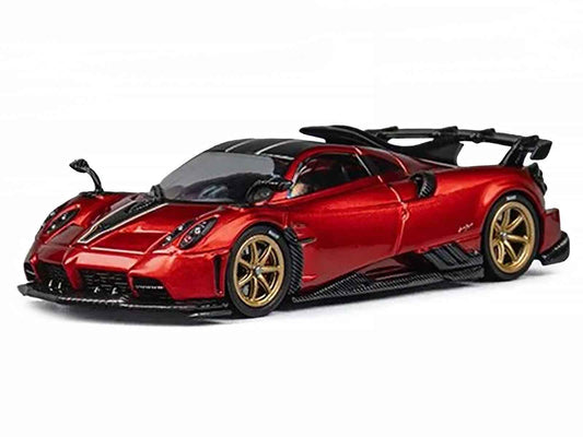 Pagani Imola Red Metallic with Carbon Top and Stripes with Extra Wheels 1/64 Diecast Model Car by CM Model Cartsfy Inc.