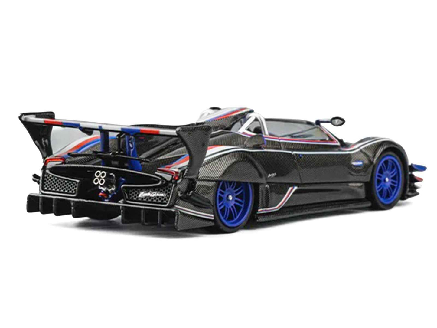 Pagani Zonda Revo Barchetta Carbon with Red White and Blue Stripes 1/64 Diecast Model Car by CM Model Cartsfy Inc.
