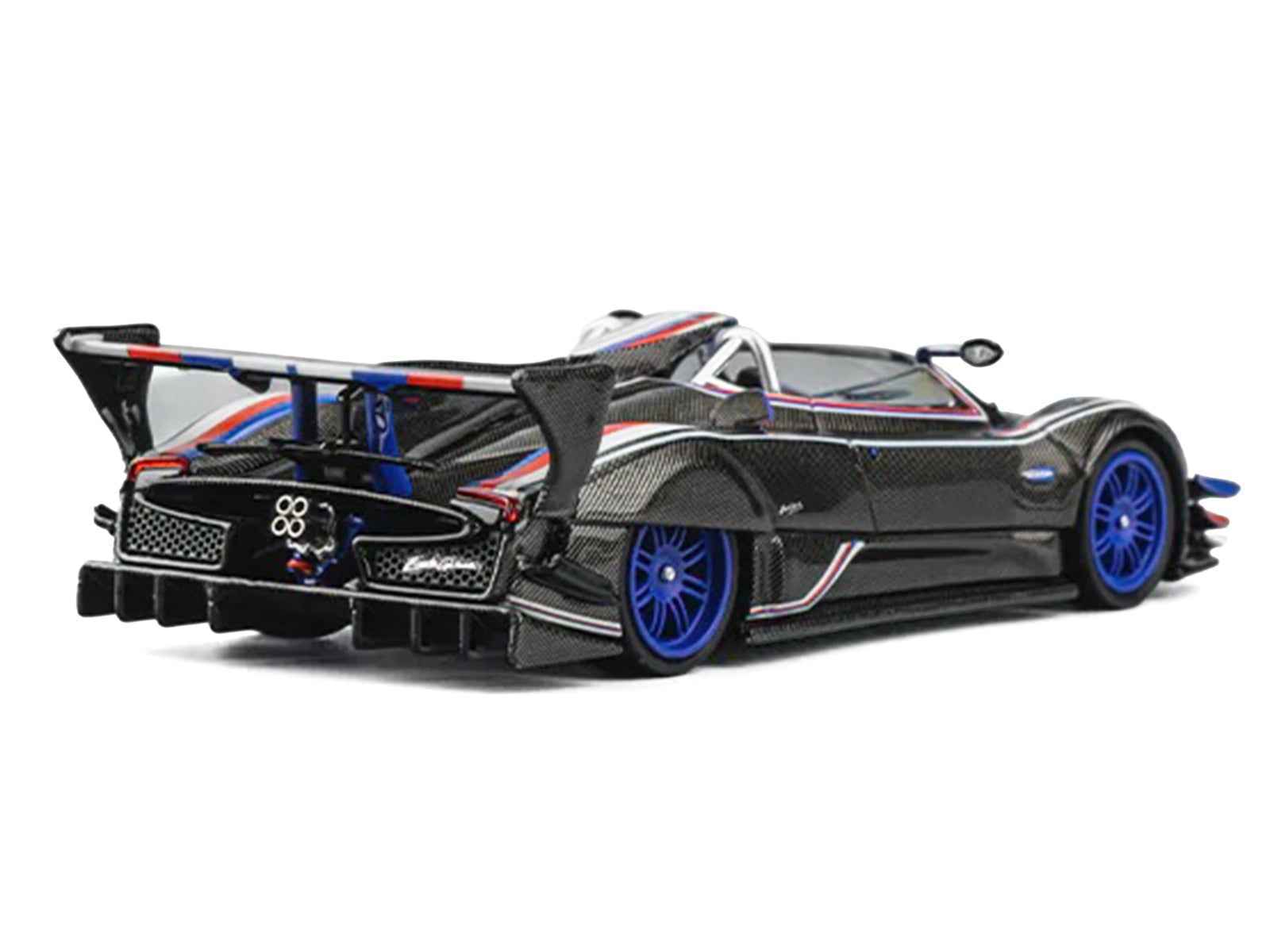 Pagani Zonda Revo Barchetta Carbon with Red White and Blue Stripes 1/64 Diecast Model Car by CM Model Cartsfy Inc.