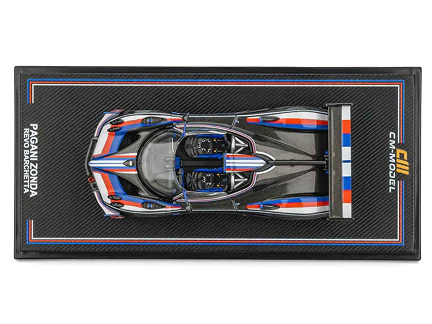 Pagani Zonda Revo Barchetta Carbon with Red White and Blue Stripes 1/64 Diecast Model Car by CM Model Cartsfy Inc.