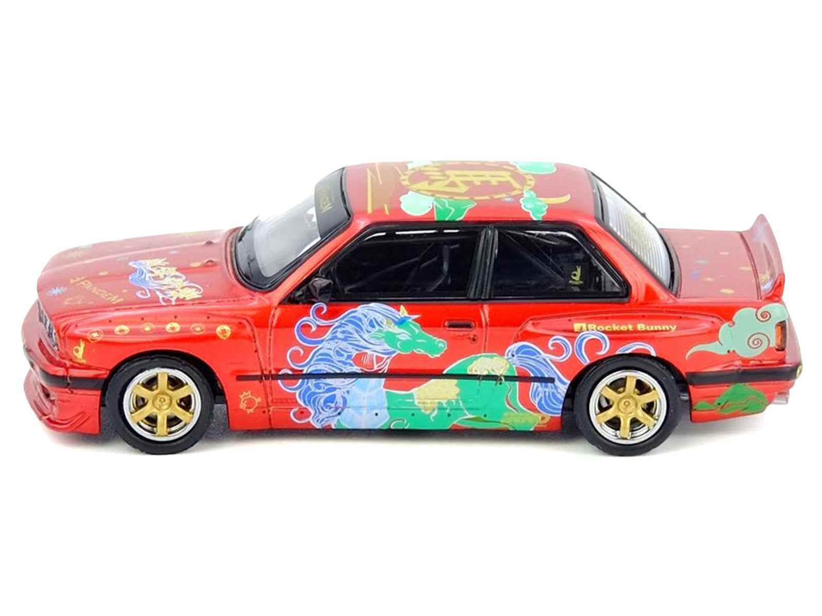 Pandem Rocket Bunny E30 "Year of the Horse - Chinese New Year 2026 Special Edition" Red Metallic with Graphics Limited Edition to 8888 pieces Worldwide 1/64 Diecast Model Car by Inno Models Miniature Motors Default Title Default Title-