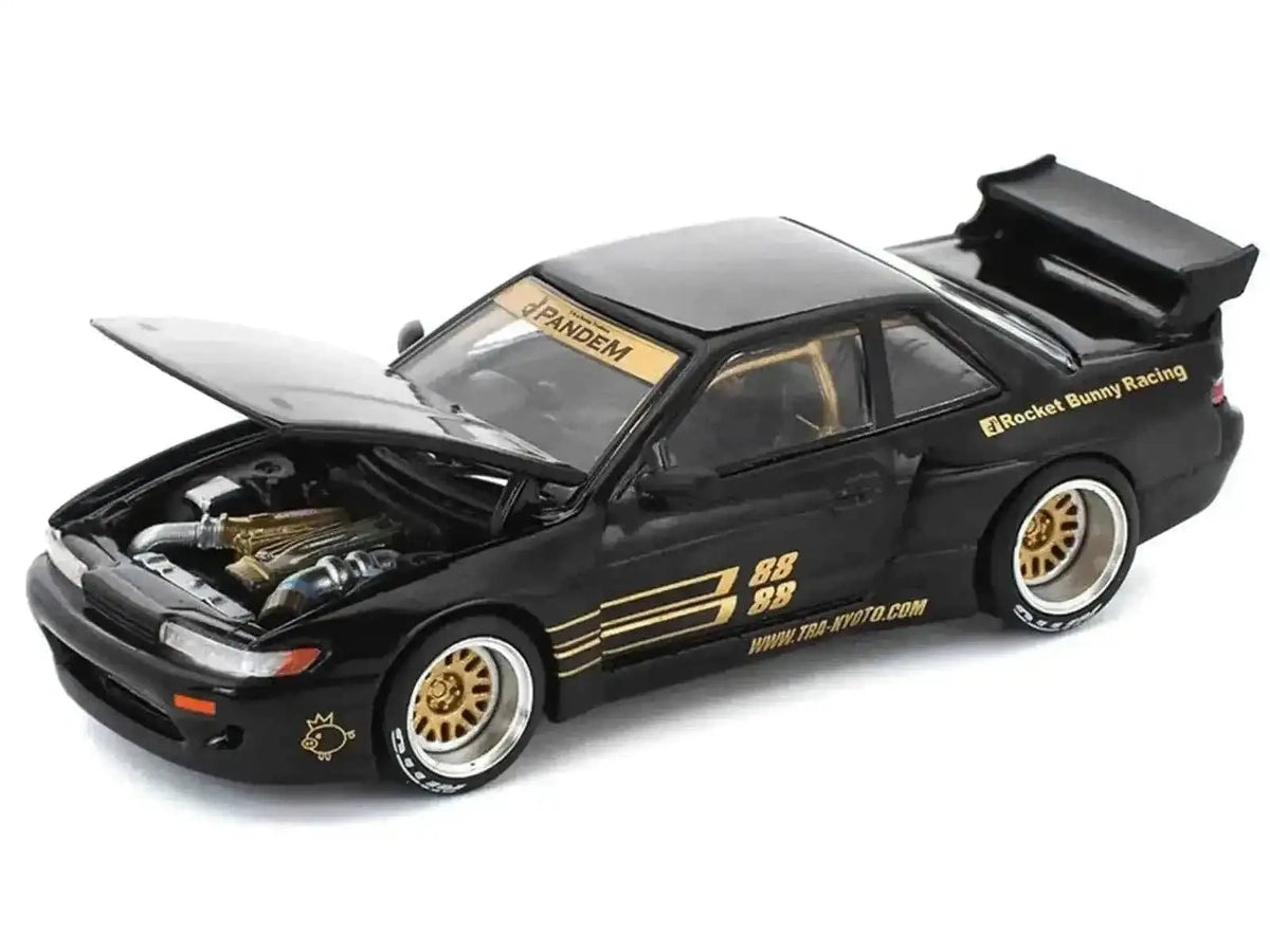 Pandem S13 RHD (Right Hand Drive) Black with Gold Accents 1/64 Diecast Model Car by Pop Race Cartsfy Inc.