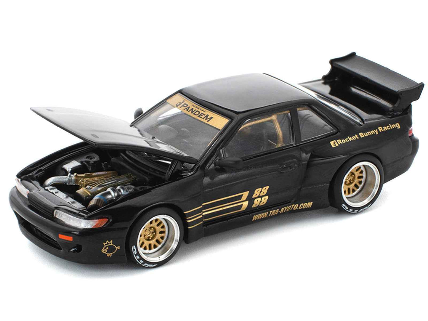 Pandem S13 RHD (Right Hand Drive) Black with Gold Accents 1/64 Diecast Model Car by Pop Race Miniature Motors Default Title Default Title-