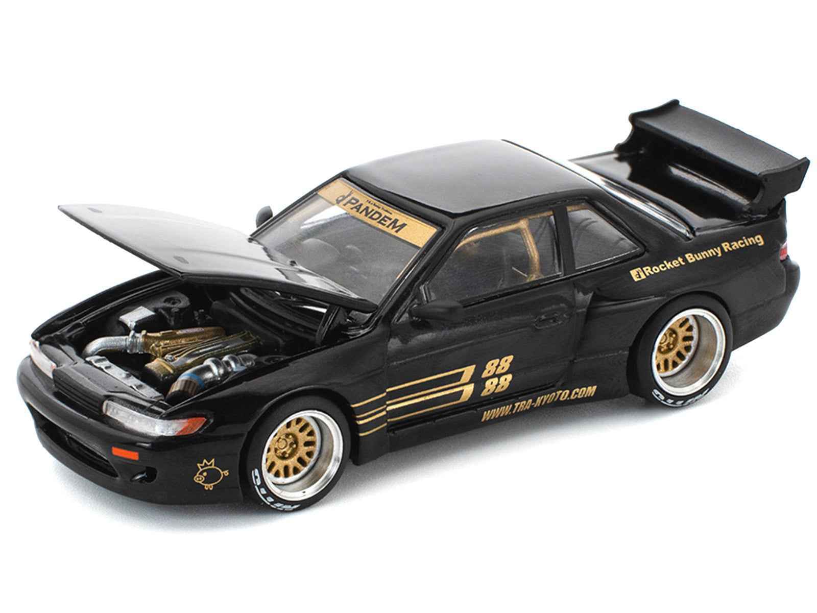 Pandem S13 RHD (Right Hand Drive) Black with Gold Accents 1/64 Diecast Model Car by Pop Race Miniature Motors Default Title Default Title-