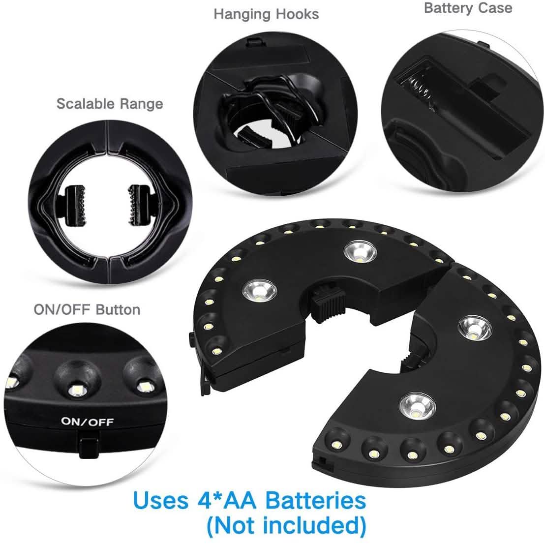 Patio Umbrella Light 3 Brightness Modes Cordless 28 LED Lights - Cartsfy Inc.