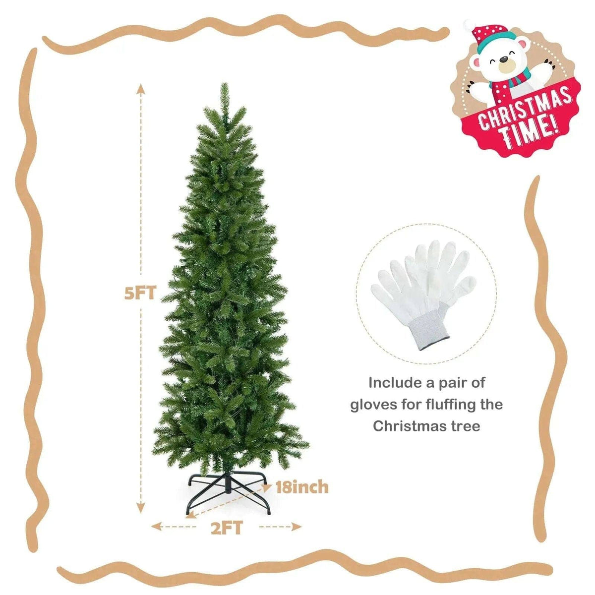 Pencil Christmas Tree with 180 Warm White and Multi-color LED Lights Cartsfy Inc.