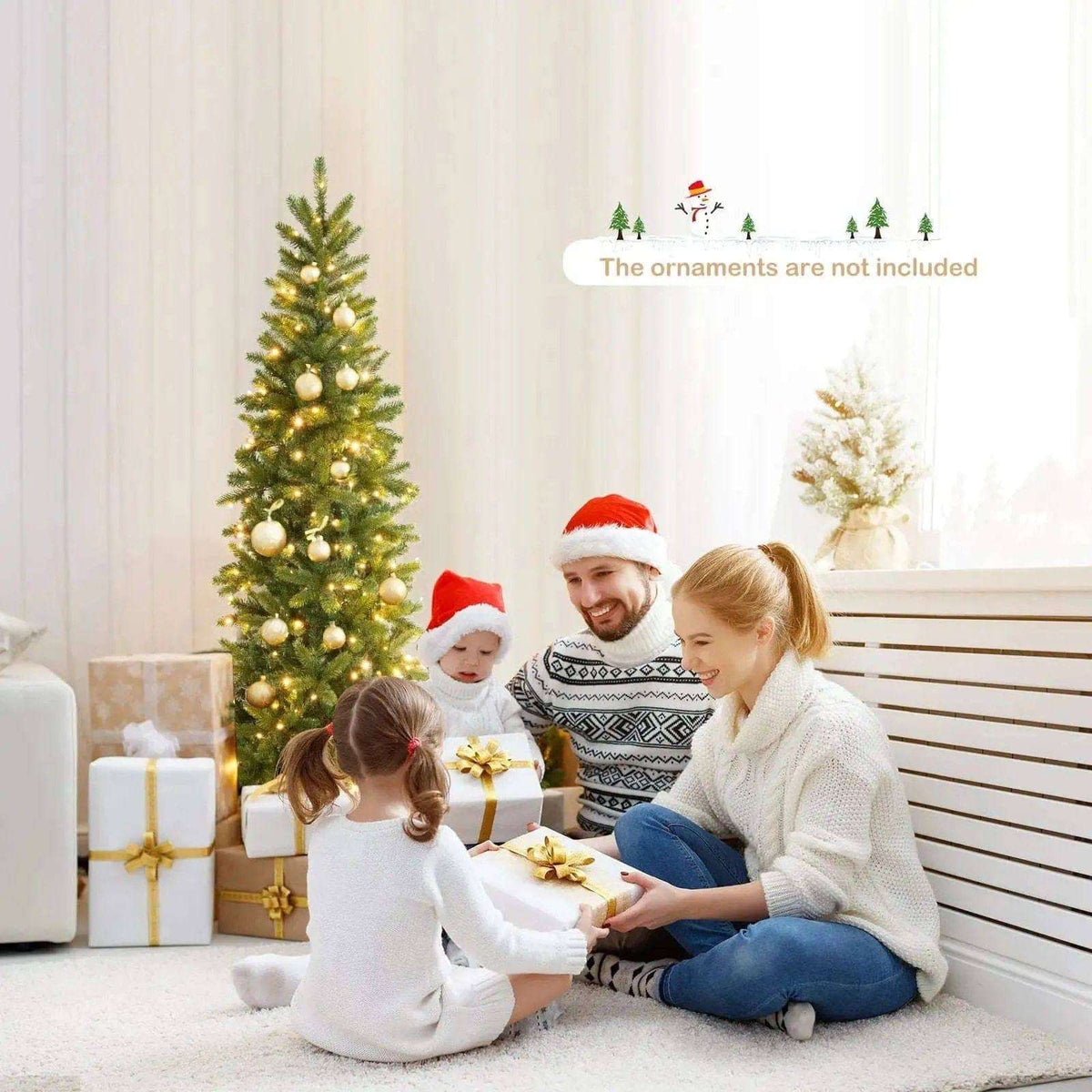 Pencil Christmas Tree with 180 Warm White and Multi-color LED Lights Cartsfy Inc.