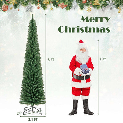 Pencil Christmas Tree with Memory Wire Branch Tips and Warm LED Lights DirectDeals 7FT 5FT 6FT 7FT-5FT-6FT-8FT-
