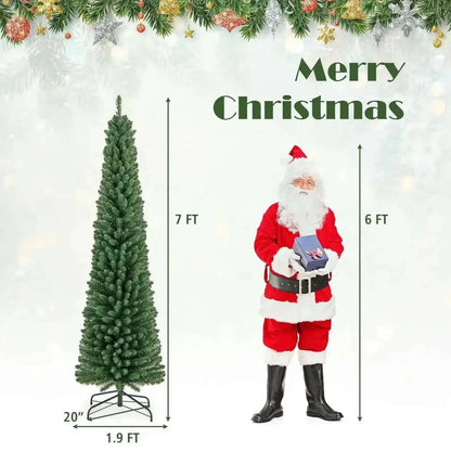 Pencil Christmas Tree with Memory Wire Branch Tips and Warm LED Lights Cartsfy Inc.