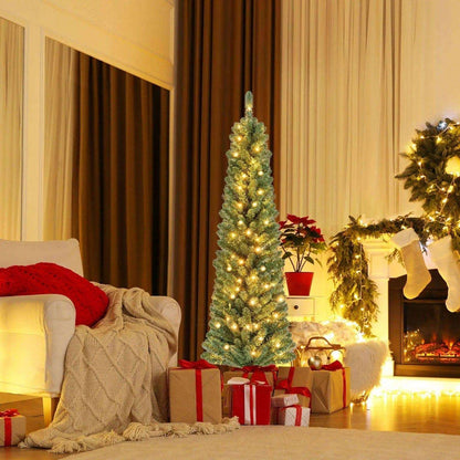 Pencil Christmas Tree with Memory Wire Branch Tips and Warm LED Lights DirectDeals 7FT 5FT 6FT 7FT-5FT-6FT-8FT-
