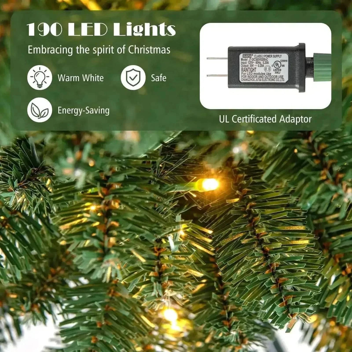 Pencil Christmas Tree with Memory Wire Branch Tips and Warm LED Lights Cartsfy Inc.