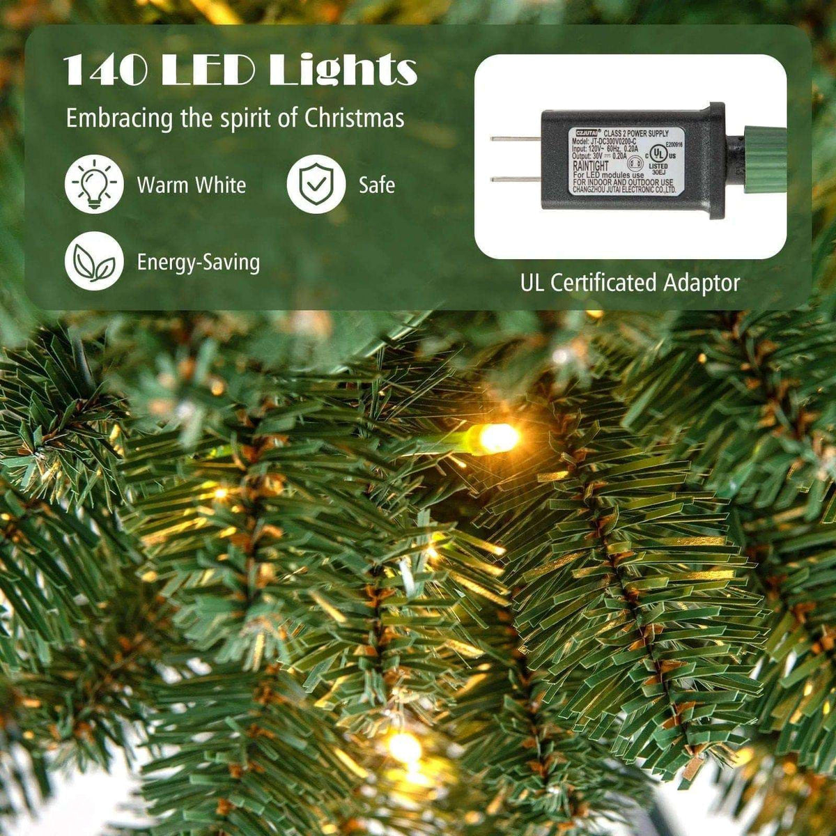 Pencil Christmas Tree with Memory Wire Branch Tips and Warm LED Lights DirectDeals 7FT 5FT 6FT 7FT-5FT-6FT-8FT-