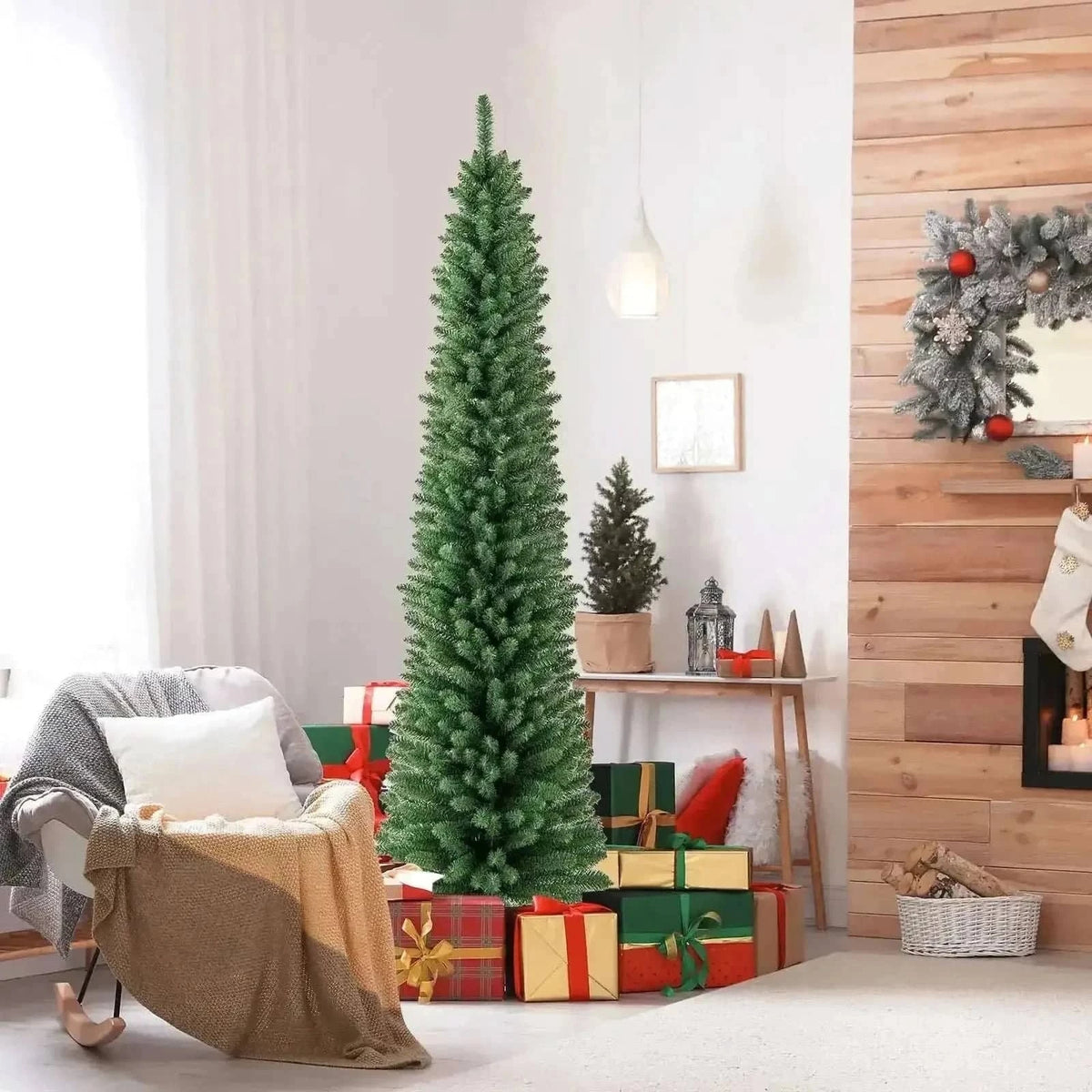 Pencil Christmas Tree with Memory Wire Branch Tips and Warm LED Lights Cartsfy Inc.