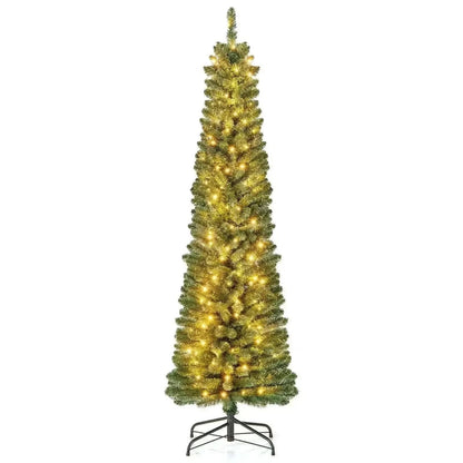 Pencil Christmas Tree with Memory Wire Branch Tips and Warm LED Lights Cartsfy Inc.