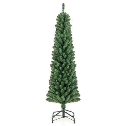 Pencil Christmas Tree with Memory Wire Branch Tips and Warm LED Lights DirectDeals 7FT 5FT 6FT 7FT-5FT-6FT-8FT-