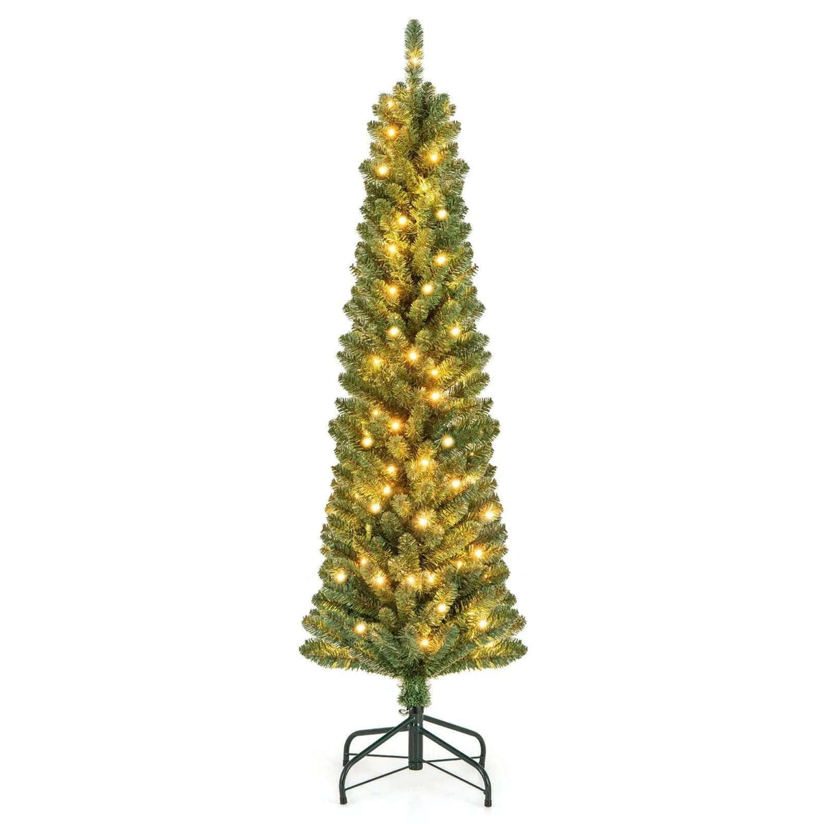 Pencil Christmas Tree with Memory Wire Branch Tips and Warm LED Lights DirectDeals 7FT 5FT 6FT 7FT-5FT-6FT-8FT-