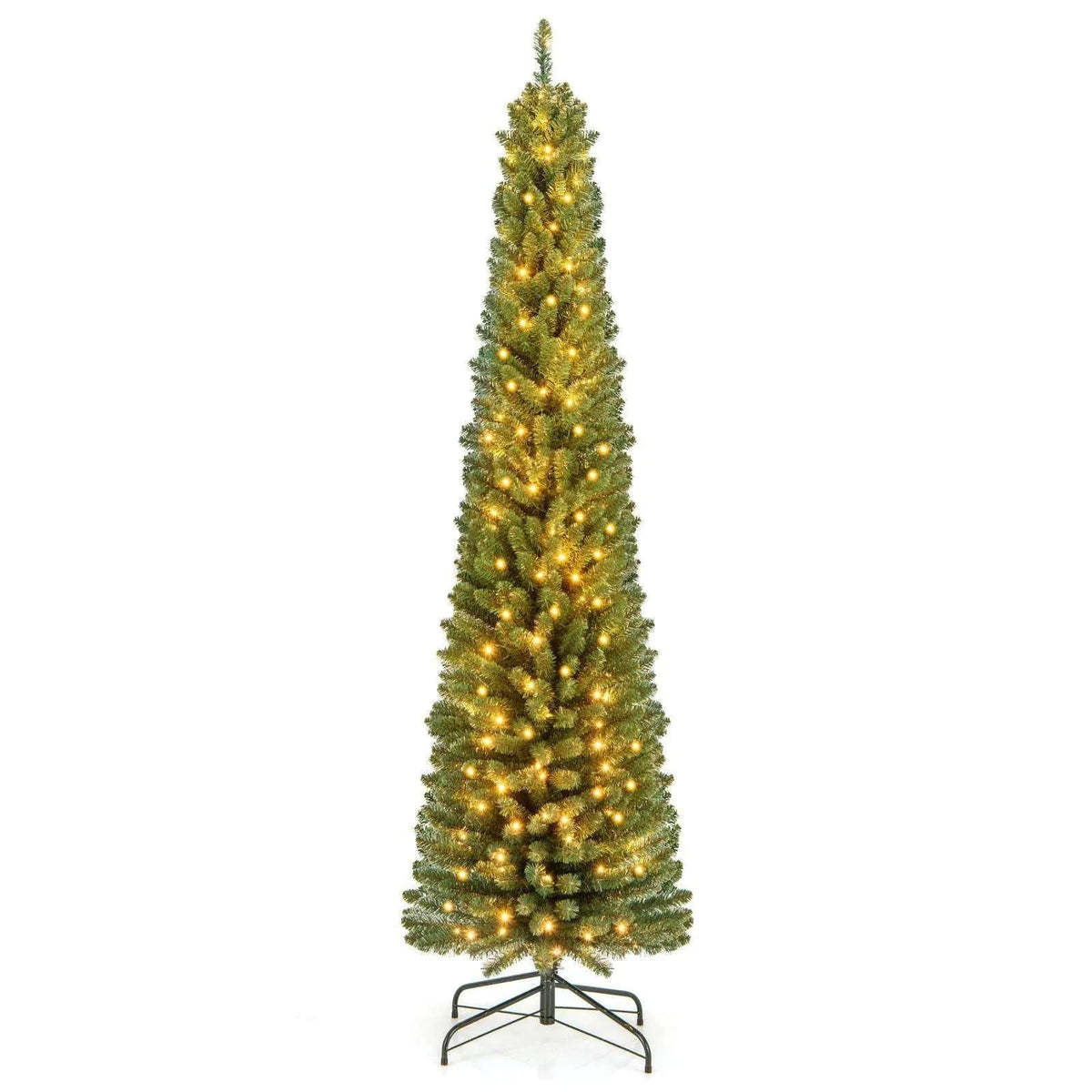 Pencil Christmas Tree with Memory Wire Branch Tips and Warm LED Lights DirectDeals 7FT 5FT 6FT 7FT-5FT-6FT-8FT-