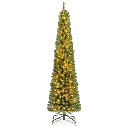 Pencil Christmas Tree with Memory Wire Branch Tips and Warm LED Lights DirectDeals 7FT 5FT 6FT 7FT-5FT-6FT-8FT-